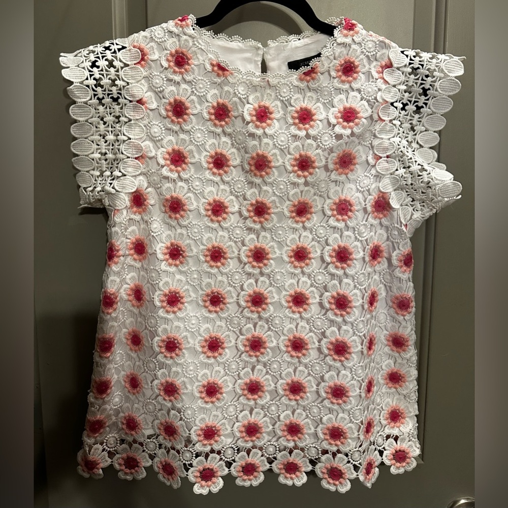 J. Crew Size XS Floral Crochet Sleeveless Top EUC